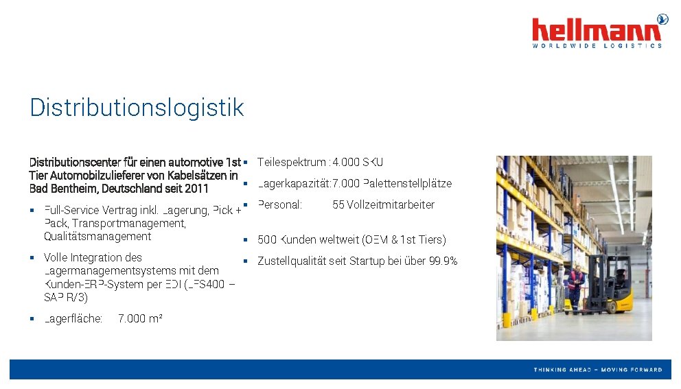 Distributionslogistik Distributionscenter für einen automotive 1 st § Teilespektrum : 4. 000 SKU Tier