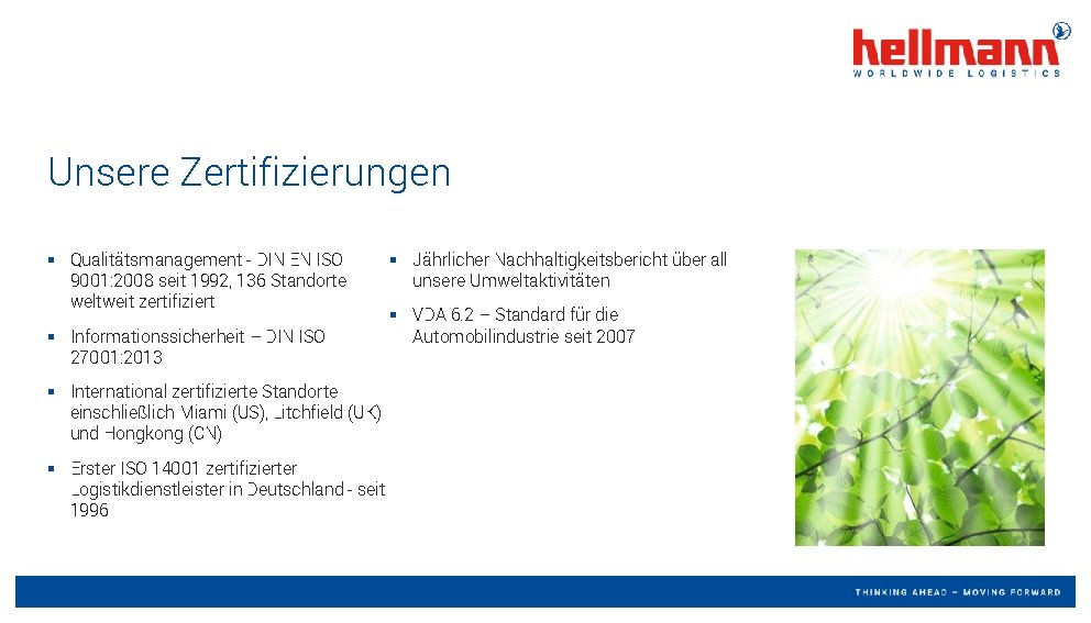 Unsere Zertifizierungen § Qualitätsmanagement - DIN EN ISO 9001: 2008 seit 1992, 136 Standorte