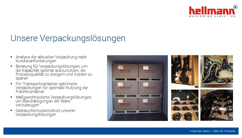 Unsere Verpackungslösungen § Analyse der aktuellen Verpackung nach Kundenanforderungen § Beratung für Verpackungslösungen, um