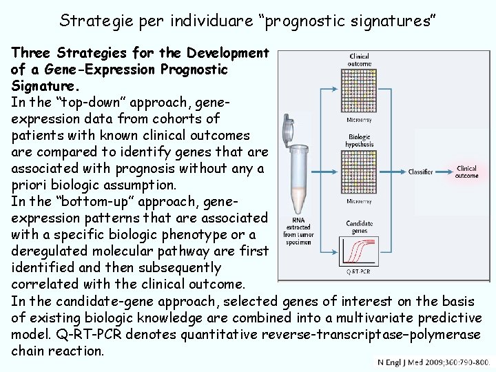 Strategie per individuare “prognostic signatures” Three Strategies for the Development of a Gene-Expression Prognostic