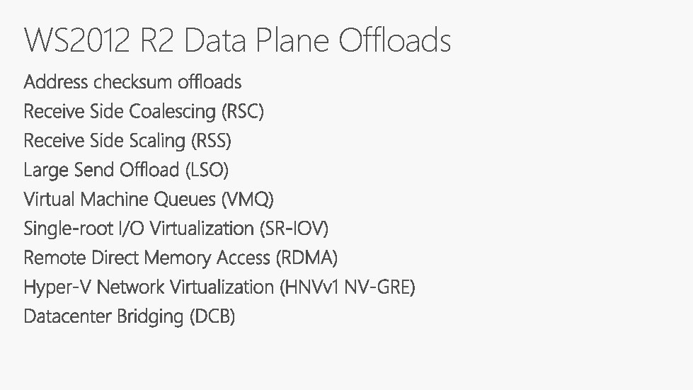 WS 2012 R 2 Data Plane Offloads 