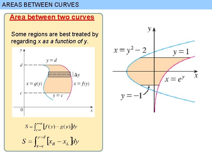 AREAS BETWEEN CURVES Area between two curves Some regions are best treated by regarding