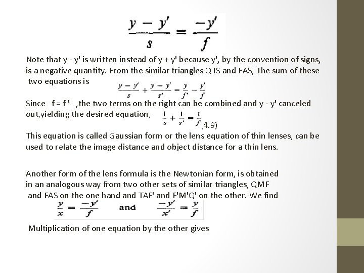 Note that y - y' is written instead of y + y' because y',