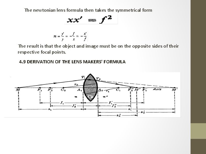 The newtonian lens formula then takes the symmetrical form The result is that the