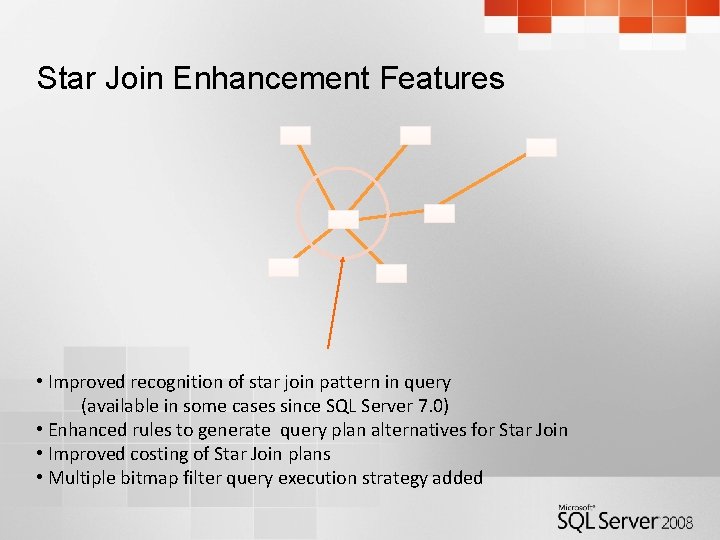 Star Join Enhancement Features • Improved recognition of star join pattern in query (available