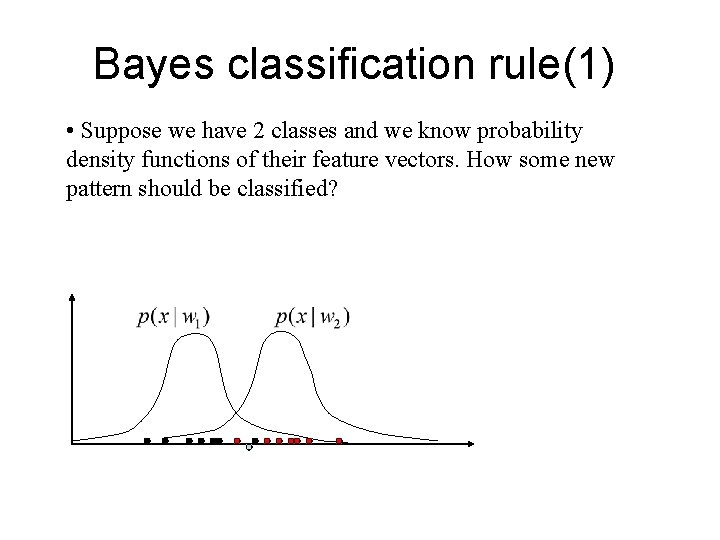 Bayes classification rule(1) • Suppose we have 2 classes and we know probability density