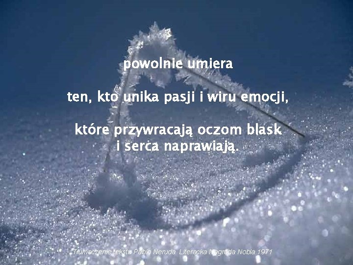 powolnie umiera ten, kto unika pasji i wiru emocji, które przywracają oczom blask i