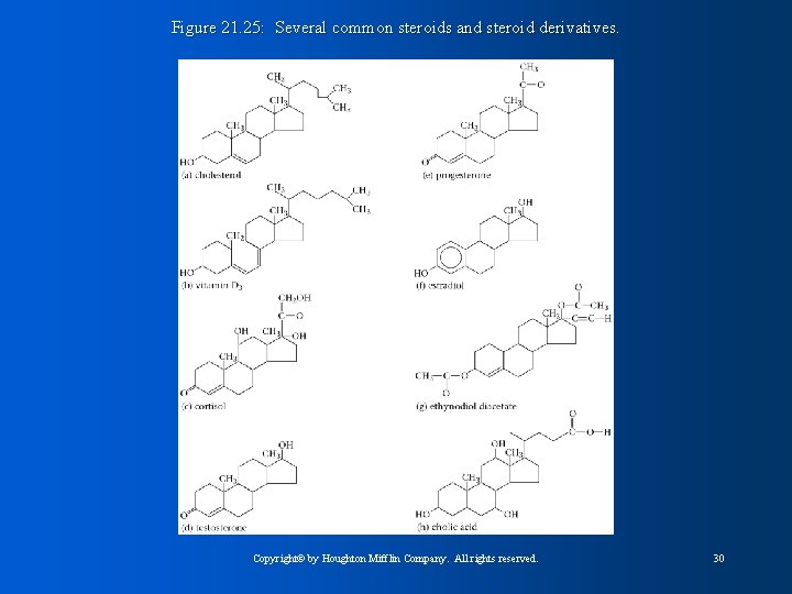 Figure 21. 25: Several common steroids and steroid derivatives. Copyright© by Houghton Mifflin Company.