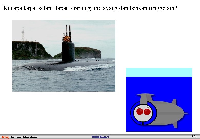 Kenapa kapal selam dapat terapung, melayang dan bahkan tenggelam? Afdal, Jurusan Fisika Unand Fisika