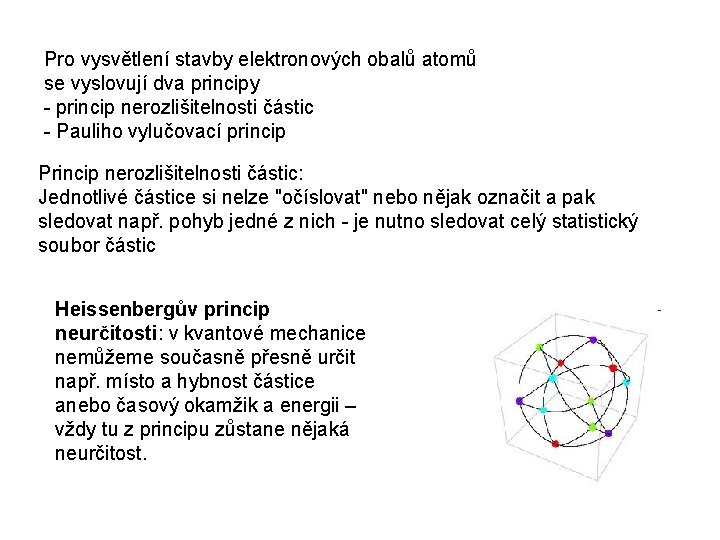 Pro vysvětlení stavby elektronových obalů atomů se vyslovují dva principy - princip nerozlišitelnosti částic