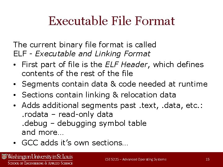 Program Execution in Linux David Ferry Chris Gill