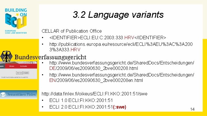 3. 2 Language variants CELLAR of Publication Office • <IDENTIFIER>ECLI: EU: C: 2003: 333.