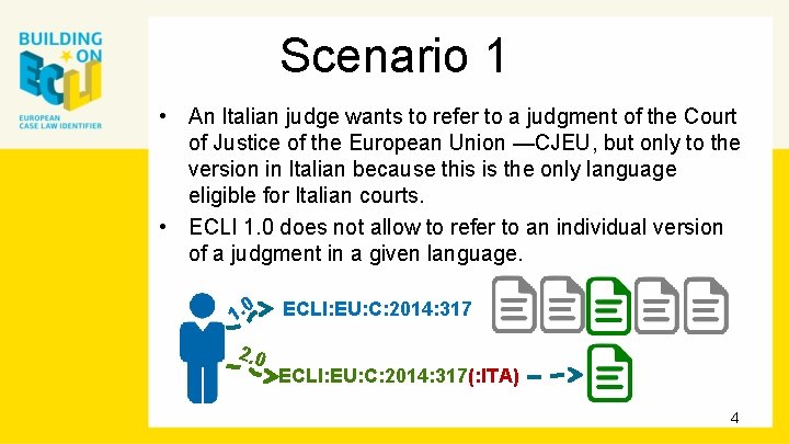 Scenario 1 • An Italian judge wants to refer to a judgment of the
