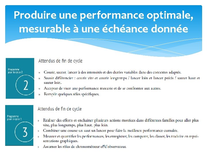 Produire une performance optimale, mesurable à une échéance donnée 10 