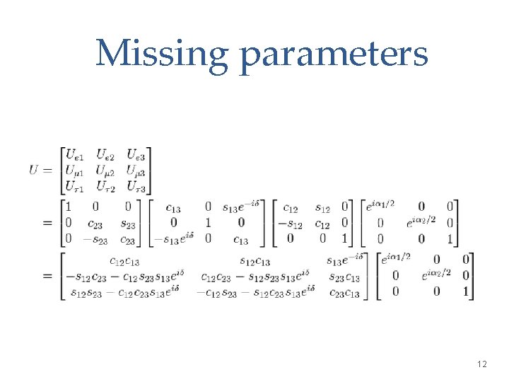 Missing parameters 12 