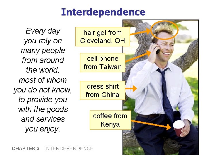 Interdependence Every day you rely on many people from around the world, most of