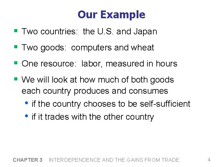 Our Example § Two countries: the U. S. and Japan § Two goods: computers