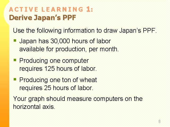 ACTIVE LEARNING Derive Japan’s PPF 1: Use the following information to draw Japan’s PPF.