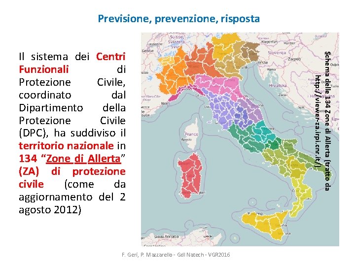 Previsione, prevenzione, risposta F. Geri, P. Mazzarello - Gdl Natech - VGR 2016 Schema