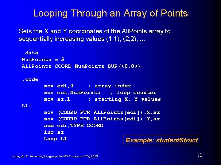 Looping Through an Array of Points Sets the X and Y coordinates of the