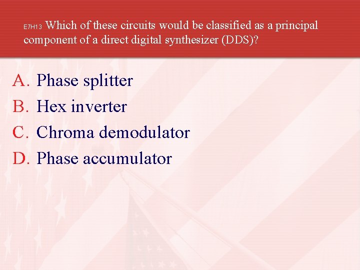 Which of these circuits would be classified as a principal component of a direct