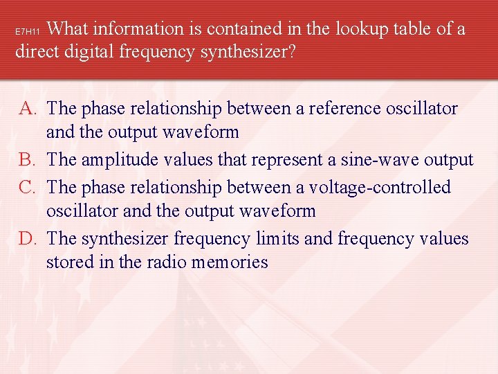 What information is contained in the lookup table of a direct digital frequency synthesizer?