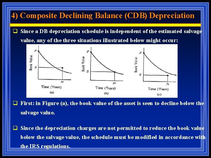 4) Composite Declining Balance (CDB) Depreciation q Since a DB depreciation schedule is independent