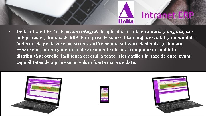 Intranet ERP • Delta intranet ERP este sistem integrat de aplicații, în limbile romană