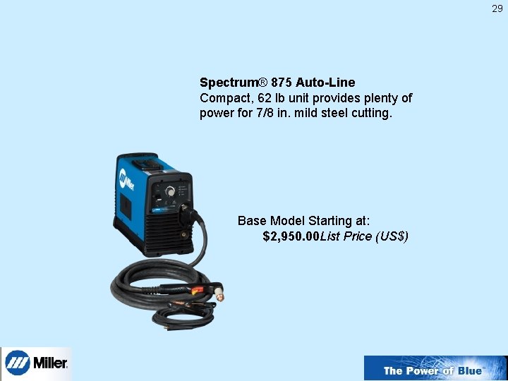 29 Spectrum® 875 Auto-Line Compact, 62 lb unit provides plenty of power for 7/8
