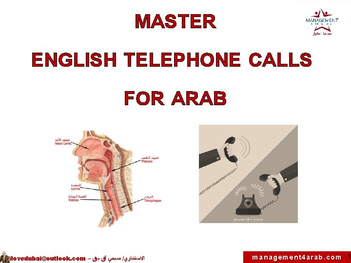 MASTER ENGLISH TELEPHONE CALLS FOR ARAB ilovedubai@outlook. com – ﺻﺒﺤﻲ آﻖ ﺑﻴﻖ / ﺍﻻﺳﺘﺸﺎﺭﻱ