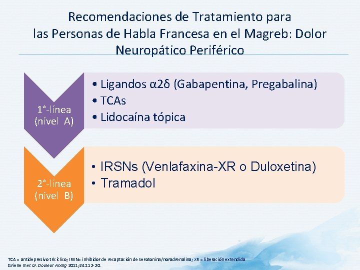 Recomendaciones de Tratamiento para las Personas de Habla Francesa en el Magreb: Dolor Neuropático