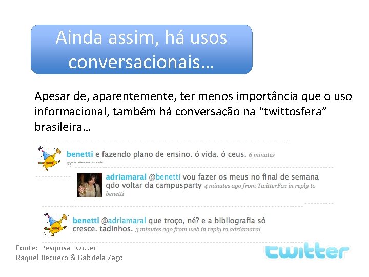 Ainda assim, há usos conversacionais… Apesar de, aparentemente, ter menos importância que o uso