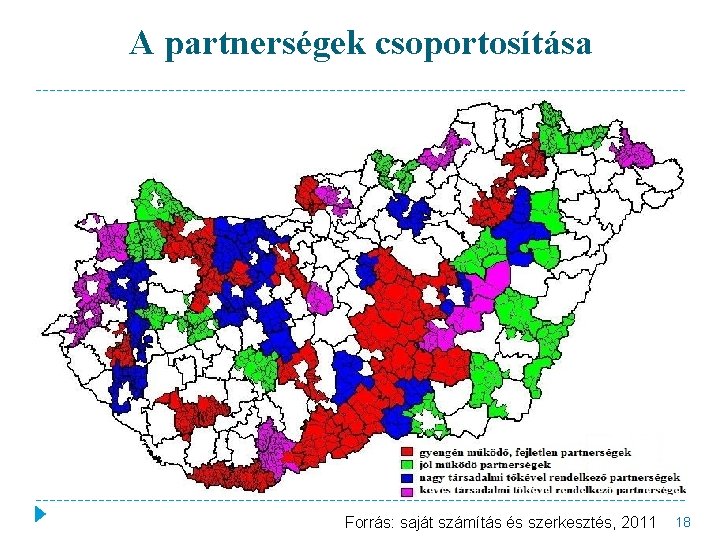 A partnerségek csoportosítása Forrás: saját számítás és szerkesztés, 2011 18 