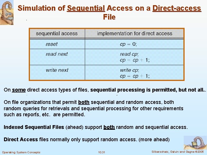 Simulation of Sequential Access on a Direct-access File On some direct access types of