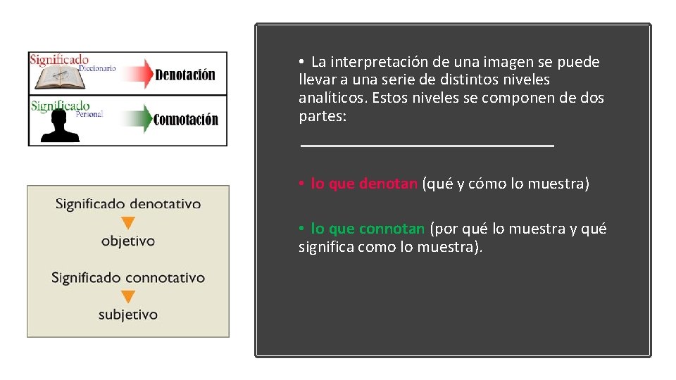 • La interpretación de una imagen se puede llevar a una serie de • La interpretación de una imagen se puede llevar a una serie de