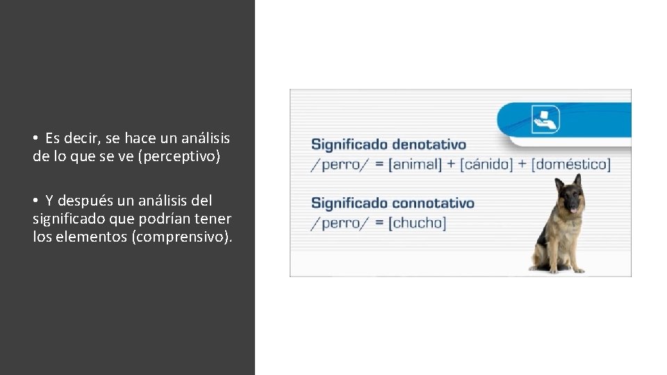 • Es decir, se hace un análisis de lo que se ve (perceptivo) • Es decir, se hace un análisis de lo que se ve (perceptivo)