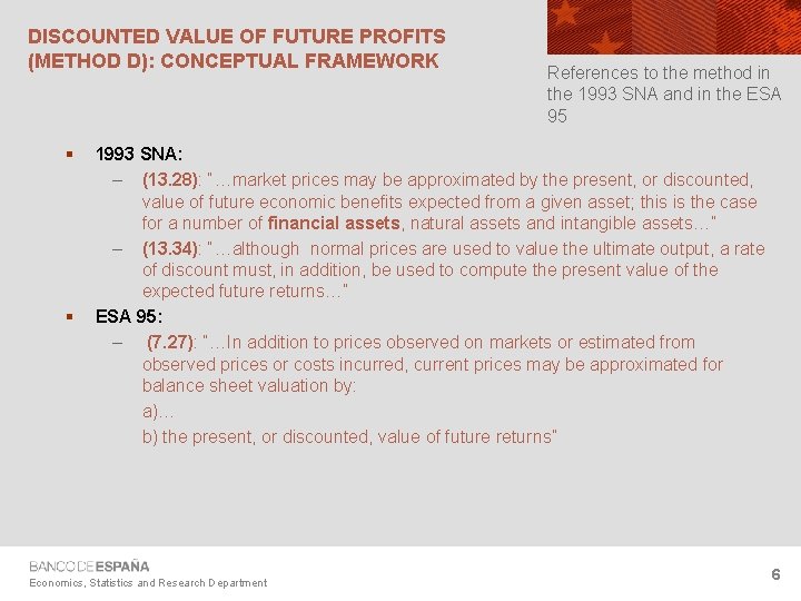 DISCOUNTED VALUE OF FUTURE PROFITS (METHOD D): CONCEPTUAL FRAMEWORK § § References to the