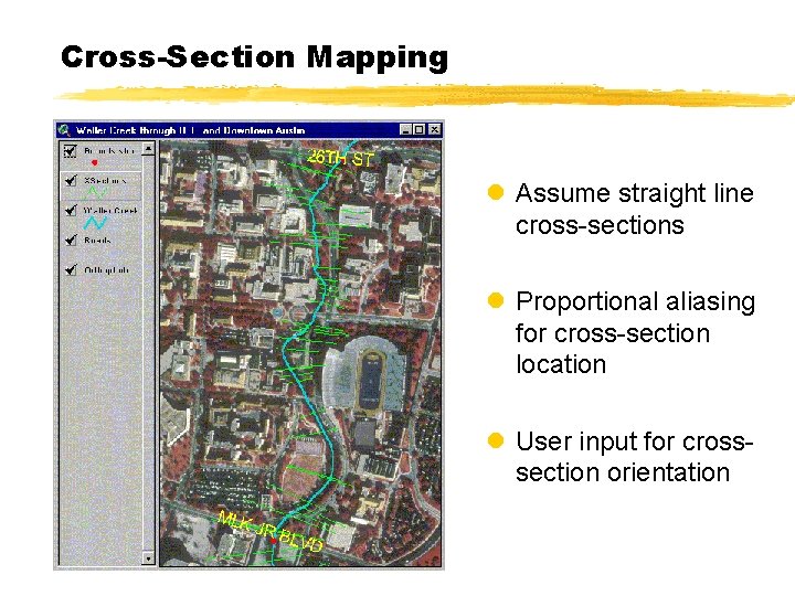 Cross-Section Mapping l Assume straight line cross-sections l Proportional aliasing for cross-section location l