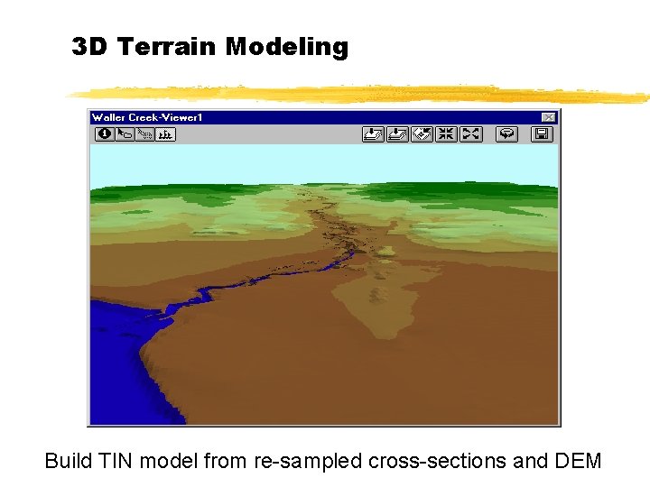 3 D Terrain Modeling Build TIN model from re-sampled cross-sections and DEM 