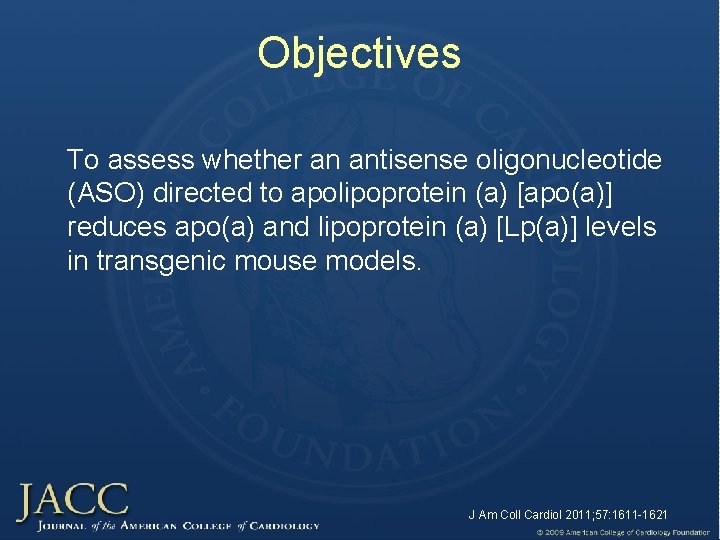 Objectives To assess whether an antisense oligonucleotide (ASO) directed to apolipoprotein (a) [apo(a)] reduces