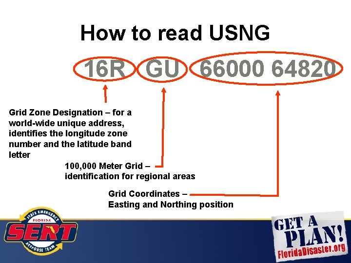 How to read USNG 16 R GU 66000 64820 Grid Zone Designation – for