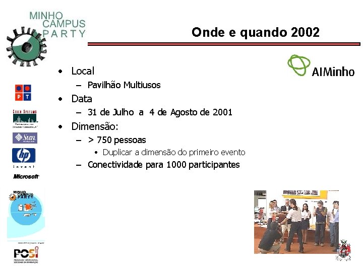 Onde e quando 2002 • Local – Pavilhão Multiusos • Data – 31 de