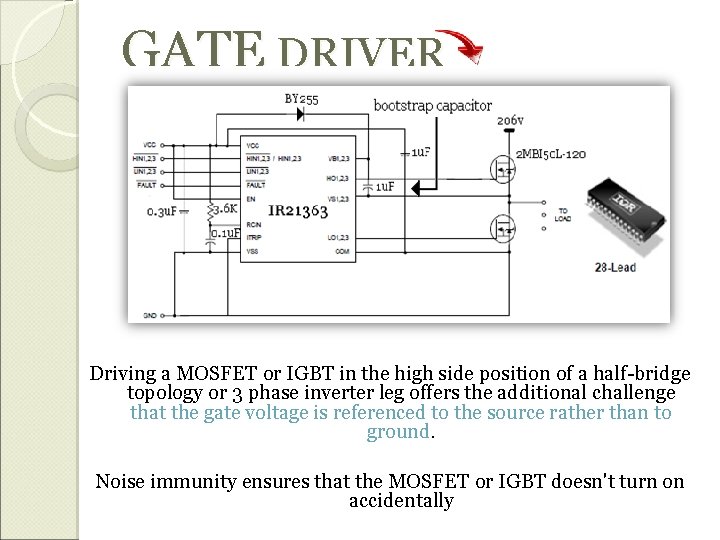 GATE DRIVER Driving a MOSFET or IGBT in the high side position of a