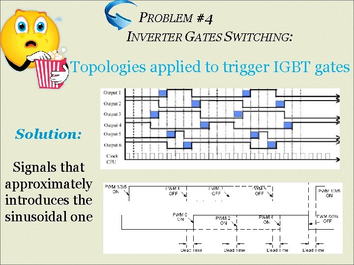 PROBLEM #4 INVERTER GATES SWITCHING: Topologies applied to trigger IGBT gates Solution: Signals that