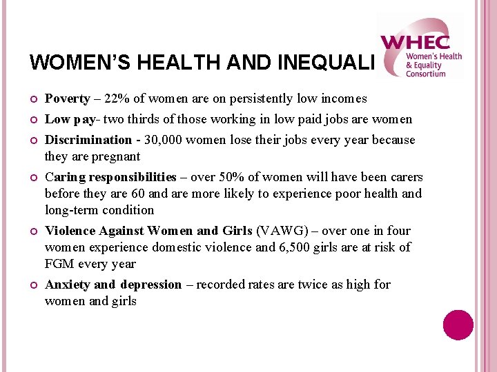 ENGAGING WITH THE NEW HEALTH LANDSCAPE THE WOMENS