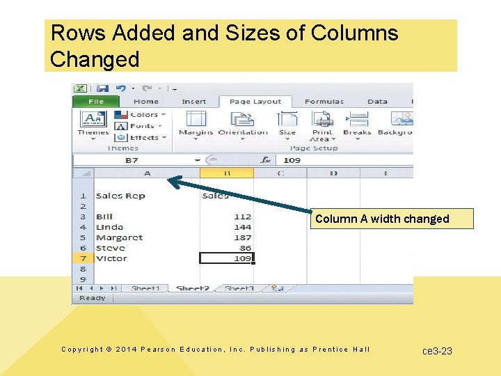 Rows Added and Sizes of Columns Changed Column A width changed Copyright © 2014