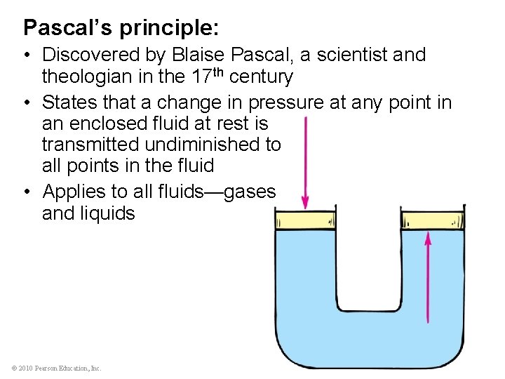 Pascal’s principle: • Discovered by Blaise Pascal, a scientist and theologian in the 17