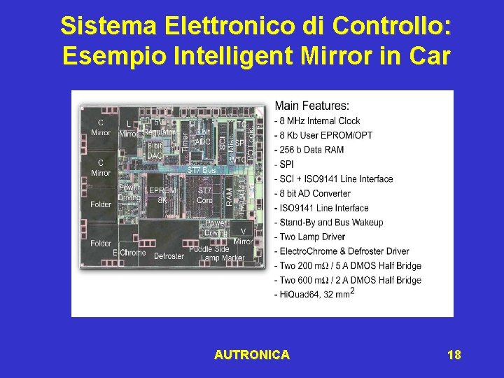 Sistema Elettronico di Controllo: Esempio Intelligent Mirror in Car AUTRONICA 18 
