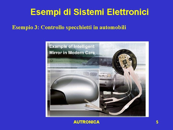 Esempi di Sistemi Elettronici Esempio 3: Controllo specchietti in automobili AUTRONICA 5 