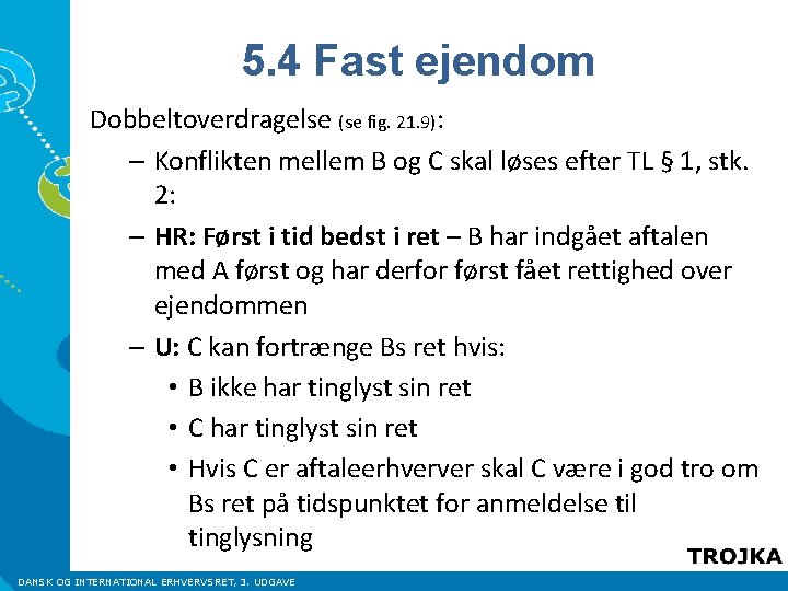 5. 4 Fast ejendom Dobbeltoverdragelse (se fig. 21. 9): – Konflikten mellem B og